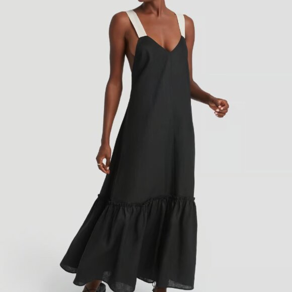 G. Label by Goop Nejame Open-Back Linen Maxi Dress Feminine Romantic Barbiecore - Picture 3 of 12